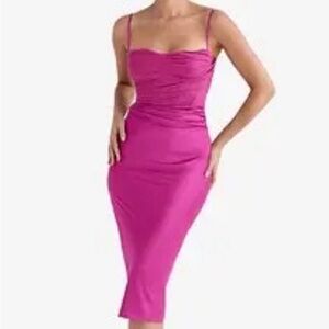 House of CB Teia Satin and Georgette Corset Dress ~pink~ Size S NWT $269msrp